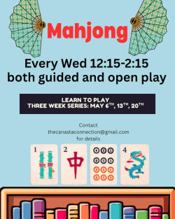 Mahjong Open and Guided Play Wednesdays 12:15-2:15 EXCEPT APRIL 20TH thumbnail